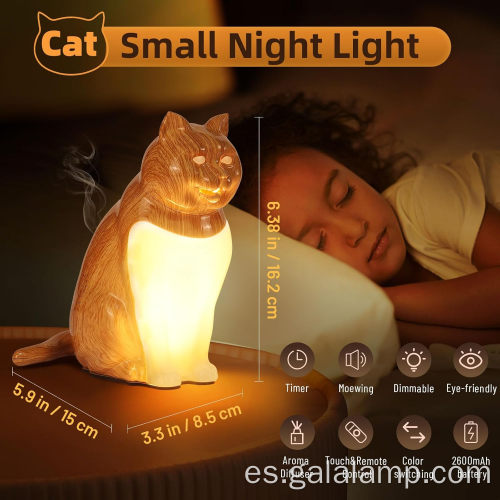 Lámpara de mesa recargable con temas de gato inalámbricos